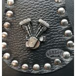 Bőr tarsoly V-blokk dísszel