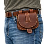 Sötétbarna bőr tarsoly övtáska – valódi marhabőrből