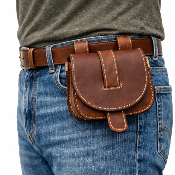 Sötétbarna bőr tarsoly övtáska – valódi marhabőrből