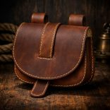 Sötétbarna bőr tarsoly övtáska – valódi marhabőrből