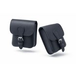 Fekete szimpla fakkos bőr övtáska- övre fűzhető, csattos záródással