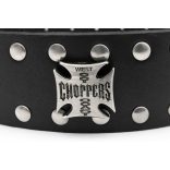 Fekete szegecses marhabőr öv West Coast Choppers díszekkel