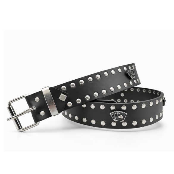 Bőr öv franciakártya fém díszekkel