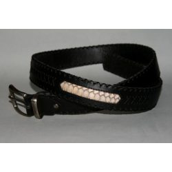 Bőr öv kígyóbőr betéttel