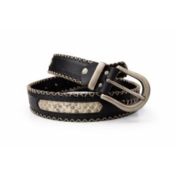 Fűzött kígyóbőr betétes bőr öv