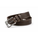 Klasszikus marhabőr öv ezüst színű nyelves csattal – 4 cm