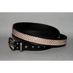 Bőr öv kígyóbőr betéttel