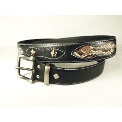 Bőr öv kígyóbőr betéttel