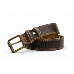 Barna 4 cm széles pull-up marhabőr öv dísztűzéssel