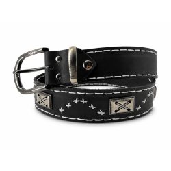 BELT52 fekete marhabőr öv kézi varrással