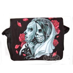 Mintás gyöngyvászon oldaltáska /Maszkos koponyás/