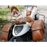 Barna oldaltáska-és tankbőr szett