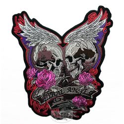 Szárnyas rózsás koponya felvarró