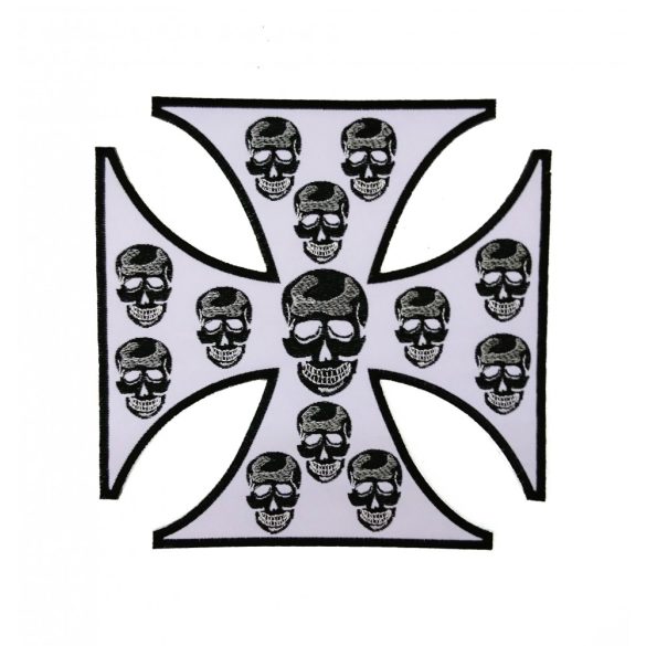 Vaskereszt apró koponyával felvarró