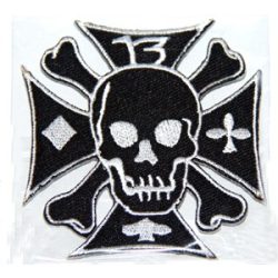 Rockabilly vaskereszt koponya felvarró