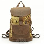 Kutya mintás szövet-bőr hátitáska