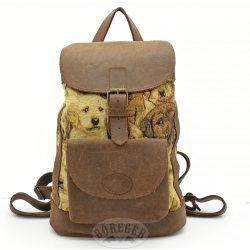 Kutya mintás szövet-bőr hátitáska