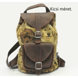 Kutya mintás szövet-bőr hátitáska