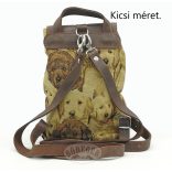 Kutya mintás szövet-bőr hátitáska