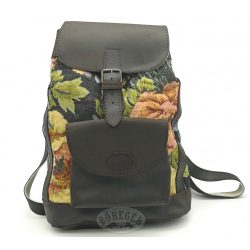 Virág mintás szövet-bőr hátitáska