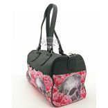 Rózsaszínű rózsás koponyás női táska