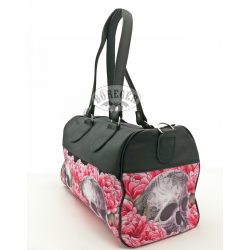 Rózsaszínű rózsás koponyás női táska