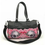 Rózsaszínű rózsás koponyás női táska