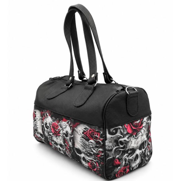 Skull & Roses női táska valódi bőrből koponya és rózsa mintával