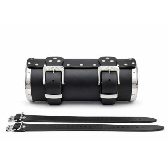 Króm oldalfalas fekete bőr villatáska sas díszítéssel – 30×10 cm