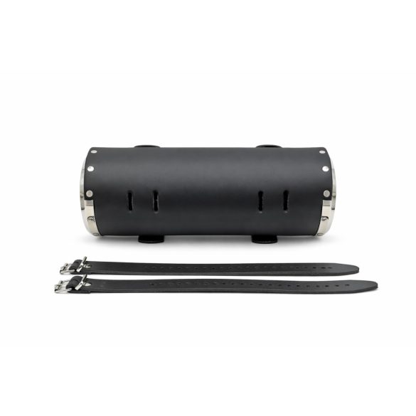 Króm oldalfalas fekete bőr villatáska sas díszítéssel – 30×10 cm