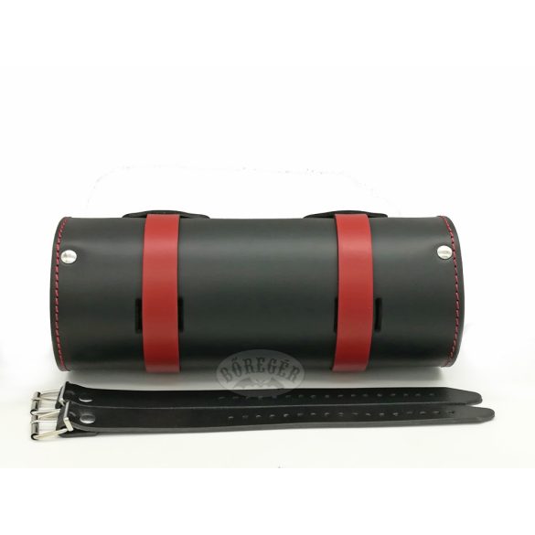 Bőr villatáska /fekete-piros /