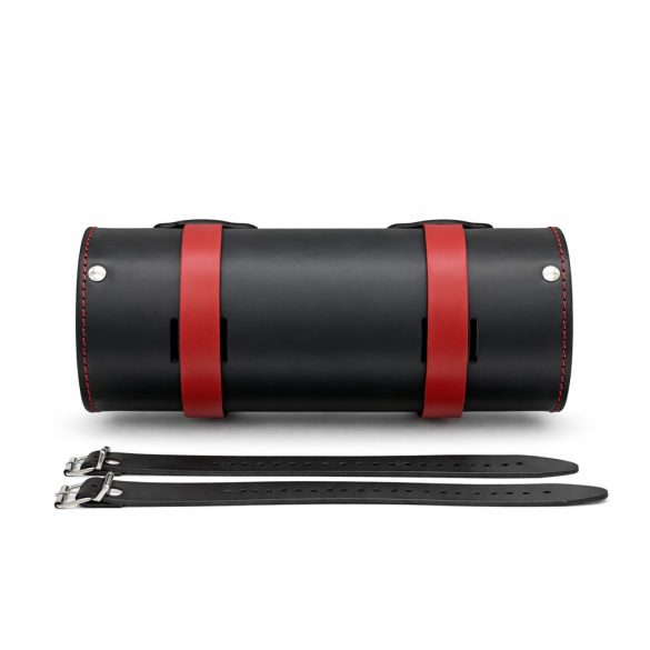 Motoros villatáska hátulnézet 4 mm vastag marhabőr rögzítőpántokkal