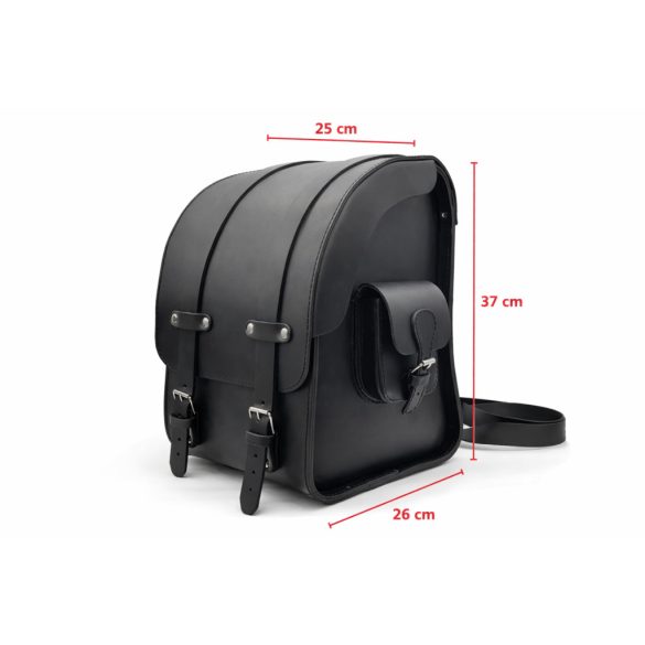 Valódi bőr oldaltáska hátizsák funkcióval fekete 37 cm – duplafedeles, csatos és cipzáras (LG08)
