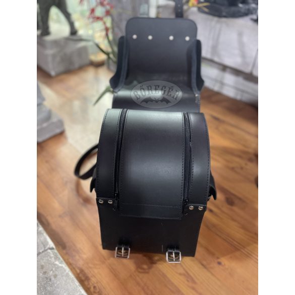 Valódi bőr oldaltáska hátizsák funkcióval fekete 37 cm – duplafedeles, csatos és cipzáras (LG08)