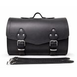 Prémium valódi bőr hátsó hengertáska – fekete, 40 cm – 4 mm vastag marhabőr