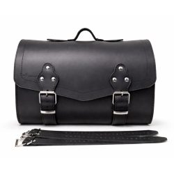   Prémium valódi bőr hátsó hengertáska – fekete, 40 cm – 4 mm vastag marhabőr