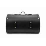 Prémium valódi bőr hátsó hengertáska – fekete, 40 cm – 4 mm vastag marhabőr