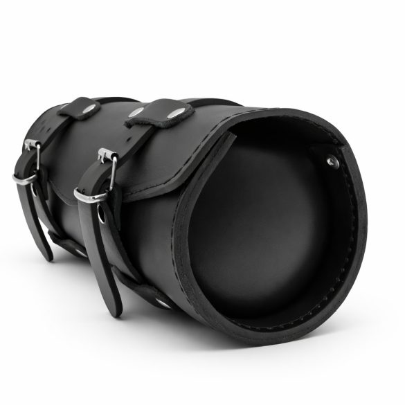 Fekete marhabőr villatáska varrott szegéllyel