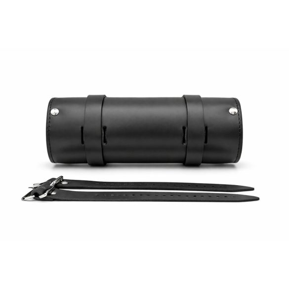 Motoros villatáska hátulnézet 4 mm vastag marhabőr rögzítőpántokkal