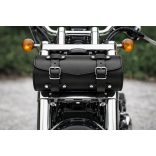 Fekete marhabőr villatáska  motoros villatáska első villára szerelve 