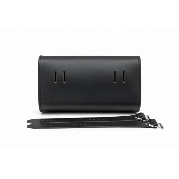 Bőregér Classic Lock villatáska hátulnézetben rögzítőnyílásokkal fekete bőrből