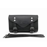 Bőregér Rider 25 klasszikus fekete marhabőr motoros villatáska elölnézet