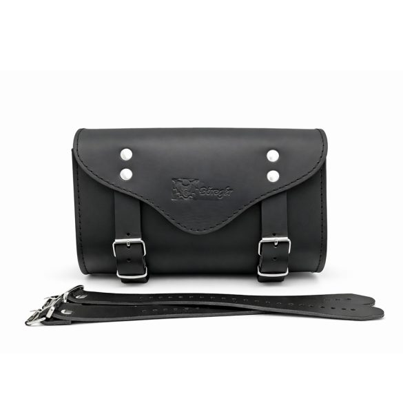 Bőregér Rider 25 klasszikus fekete marhabőr motoros villatáska elölnézet