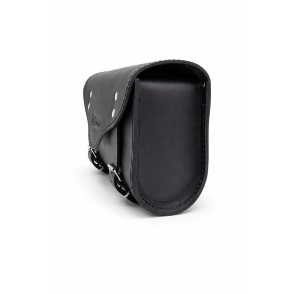 Bőregér Classic 30 fekete bőr villatáska oldalnézetben, 11 cm szélességgel, prémium kézműves kivitel
