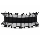 Gót fekete csipkés bőr nyakpánt szívecskékkel