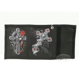 Mintás szövet pénztárca /Koponyás keresztes/