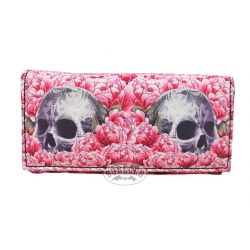 Rózsaszínű rózsás koponyás pénztárca