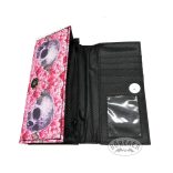 Rózsaszínű rózsás koponyás pénztárca
