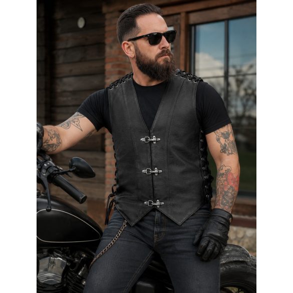 v03 spicces férfi bőrmellény motoroson